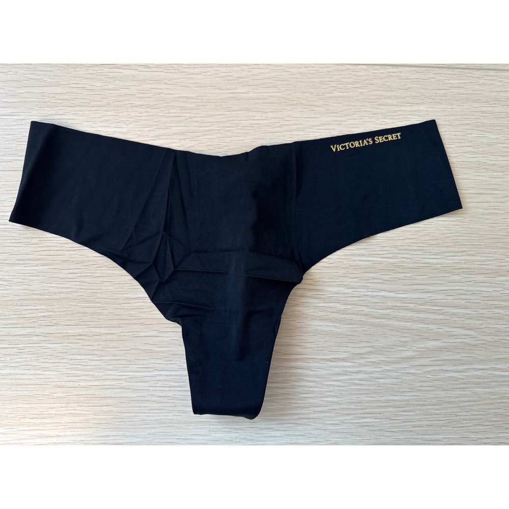 NWT Victoria's Secret Thong Panty Seamless Lightweight Black Lingerie XL